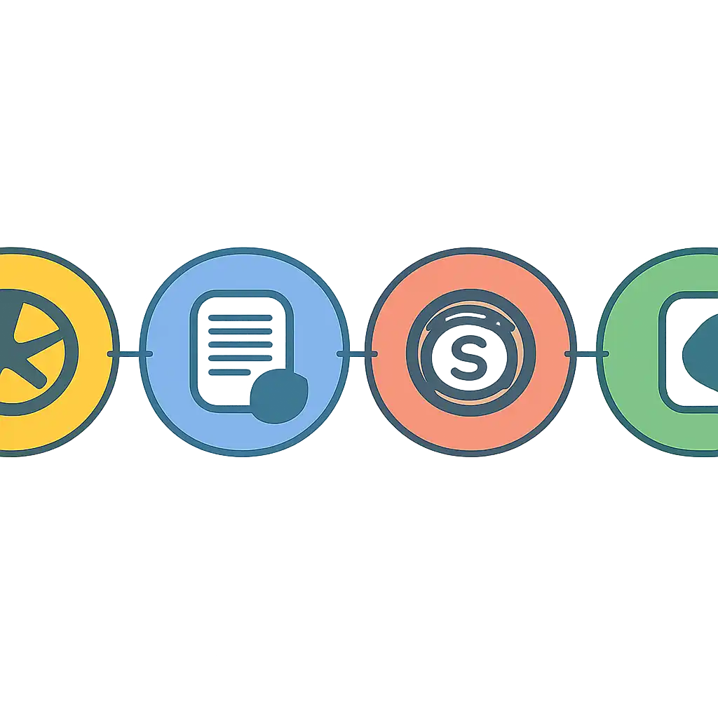 Five numbered circular icons connected by arrows in a horizontal flow, Sportsbook and Casino Sections Explained steps