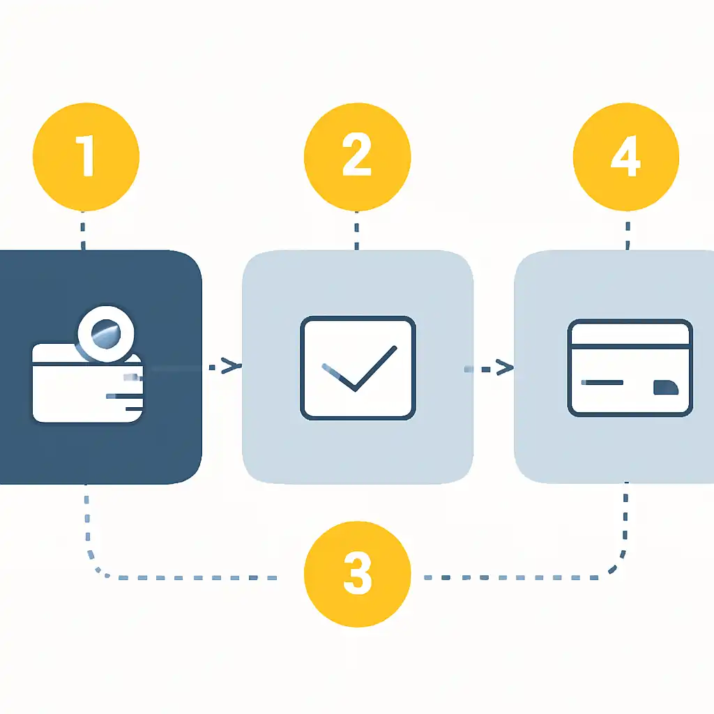 Annotated step diagram: withdrawal limits process with numbered callouts, 10cric