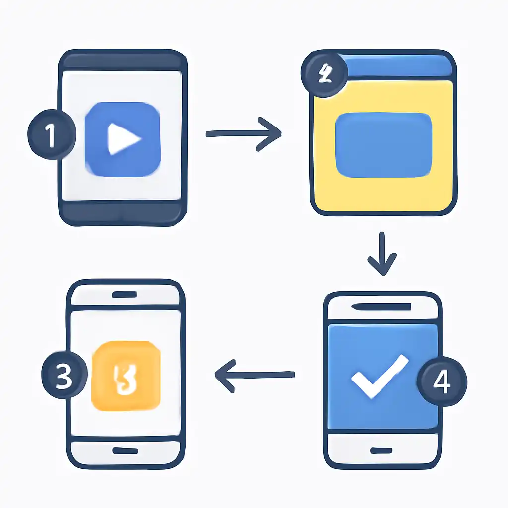 Annotated step diagram: ios app install process with numbered callouts, 10cric