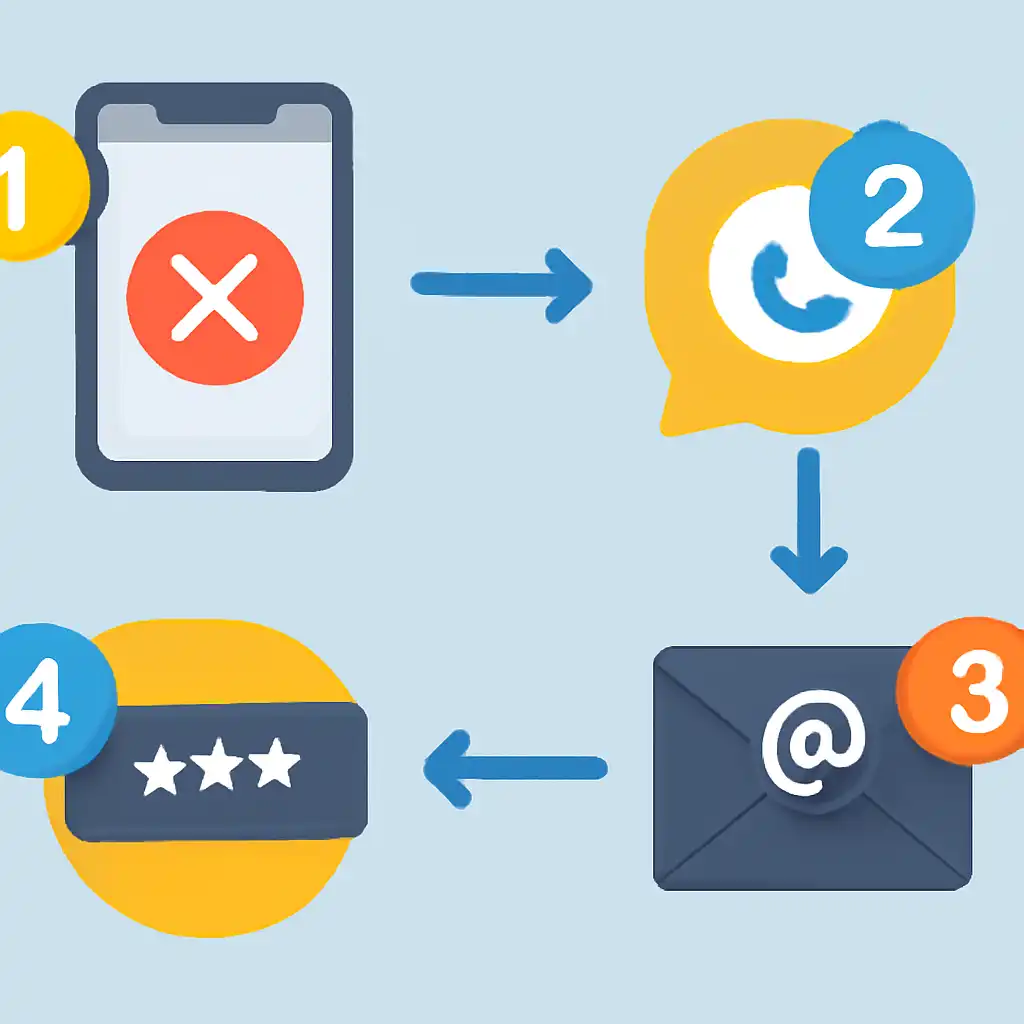 Annotated step diagram: otp not received process with numbered callouts, 10cric